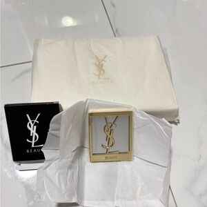 Yves Saint Laurent White Pouch and Mirror